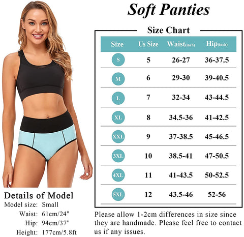 Women's Underwear Cotton, High Waisted Full Coverage Briefs, Soft Stretch No Muffin Top Ladies Panties Regular & Plus Size