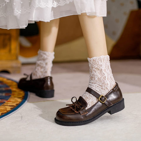 KANGFEINI Women's Kawaii Lolita Shoes Sweet Mary Jane Round Head jk Low Heel Ankle Strap Buckle Role-Playing Shoes