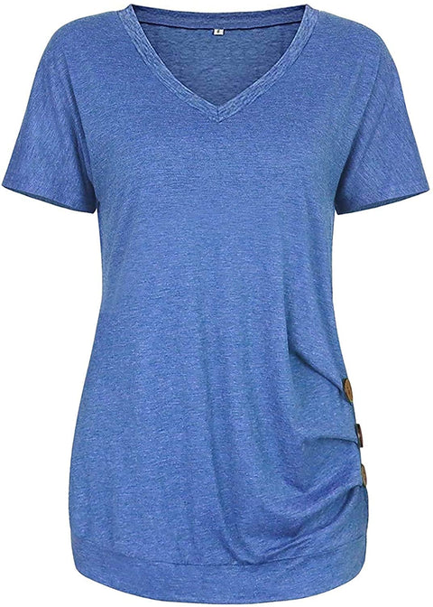 Women's Summer Short Sleeve T Shirts V Neck Casual Tunic Slim Tee Tops