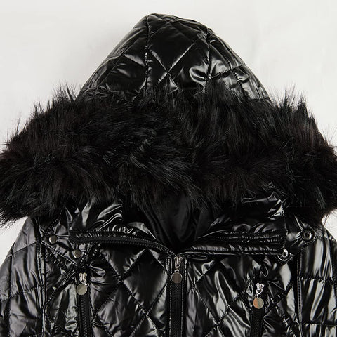 Womens Onesies Ski Suit Winter Outdoor Waterproof Ski Jumpsuit Jacket Overall Snowsuit Fur Collar with Hoodies Removable