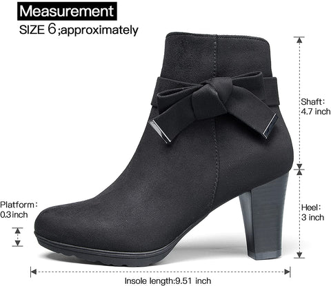 mysoft Women's Booties with Heel, Chunky Stacked Heel Zipper Ankle Boots for Ladies