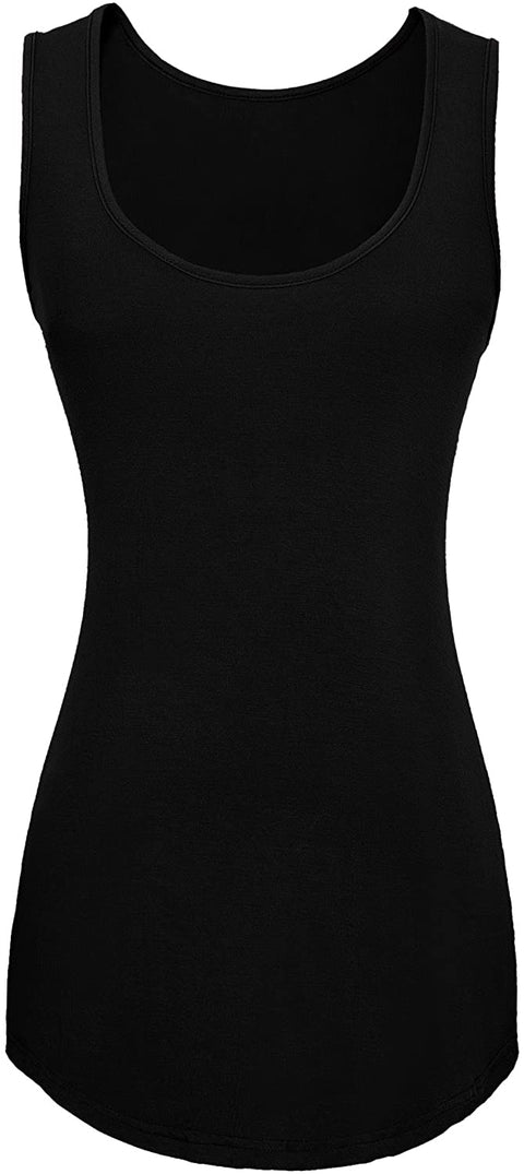 Women's Solid Bottoming Slim Fit Sleeveless Scoop Neck Stretchy Tank Tops