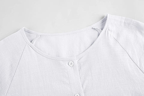 Womens Button Down Work Blouse Long Sleeve Cotton Linen Shirt Loose Casual Summer Tops