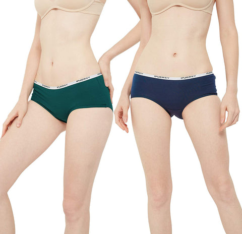 INNERSY Womens Cotton Sporty Underwear Hipster Panties Regular & Plus Size 6-Pack