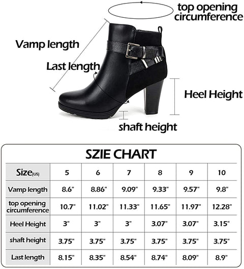 mysoft Women's Zipper Bootie Chunky Stacked Heel Ankle Boots Buckle Strap Ankle