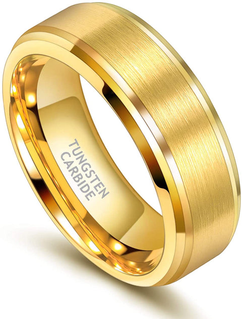 6mm 8mm Mens Womens Gold Tungsten Wedding Ring Band Brush Finish Scratch Resistant Size 5-14 …
