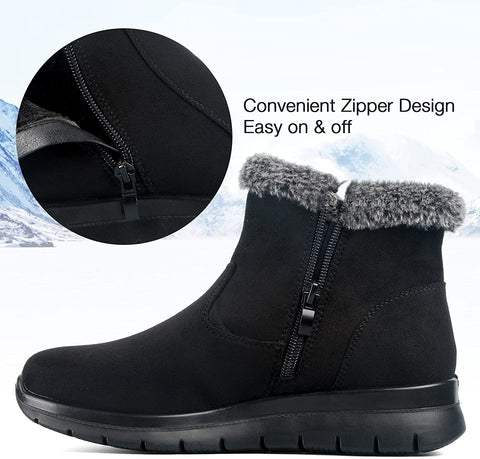mysoft Women's Winter Snow Boots Side Zipper Warm Ankle Booties Slip on Shoes Indoor Outdoor