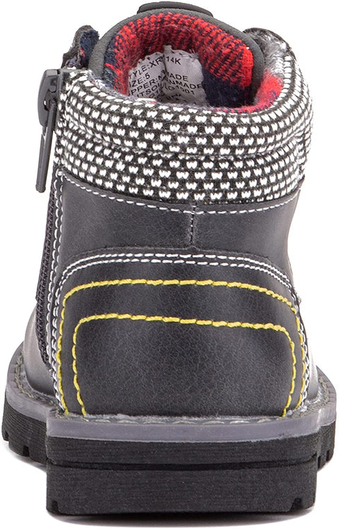X RAY Footwear Preston Boy’s Fashion Classic Combat Leather Mid-Top Velcro Boots, Plain Toe, Thermoplastic rubber Outsole