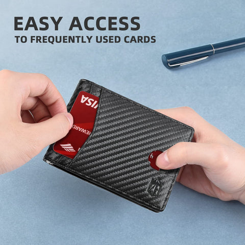 Zitahli RFID Wallet for Men, 14 Cards Slim Mens Wallet with Money Clip Front Pocket Wallet Bifold Leather Minimalist Credit Card Holder for Men with Gift Box and ID Window