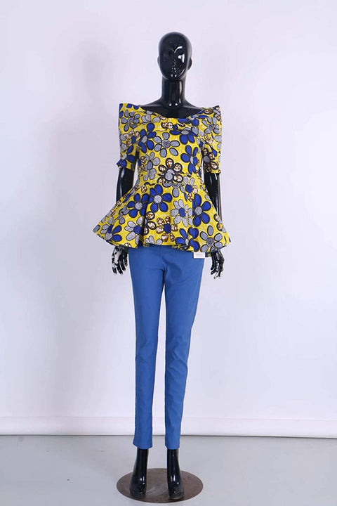Off Shoulder Women's Dashiki African Print Tops Shirt Ruffles Sexy Party Clothes