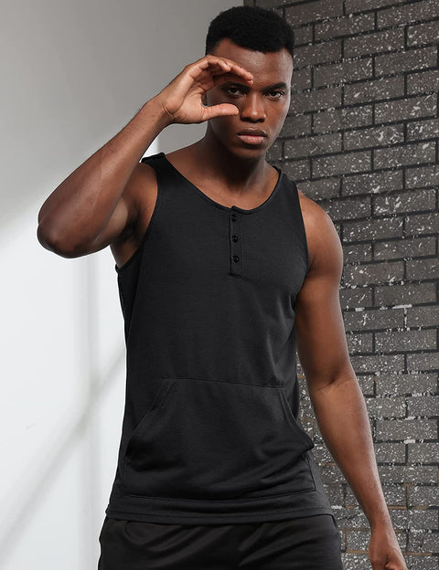 iWoo Men's Workout Hooded Sleeveless Gym Tank Tops Muscle Tee T Shirts with Hood