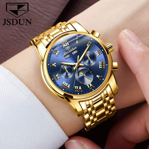 Gold Men's Luxury Mechanical Watch Set