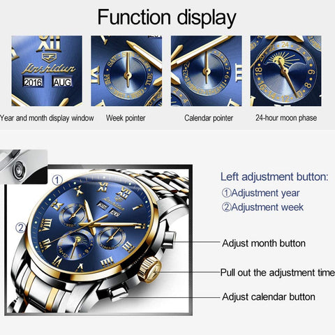 Gold Mens Mechanical  Stainless Steel  Luxury Watch