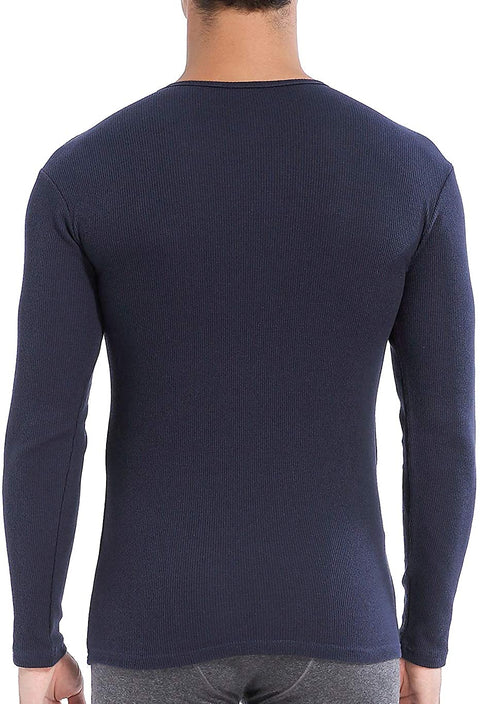 Men's 2-Pack Thermal Long Sleeve Undershirt Waffle Knit Soft Comfy Crew Neck Top Underwear