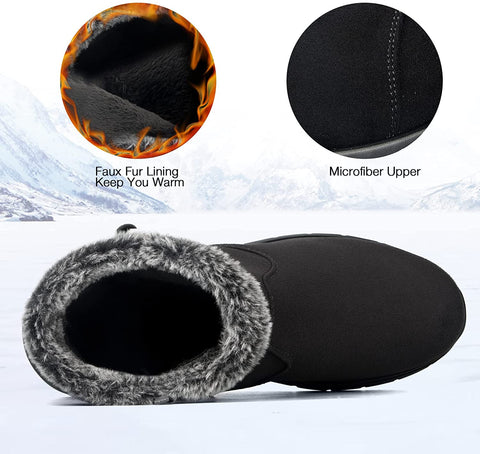 mysoft Women's Winter Snow Boots Side Zipper Warm Ankle Booties Slip on Shoes Indoor Outdoor