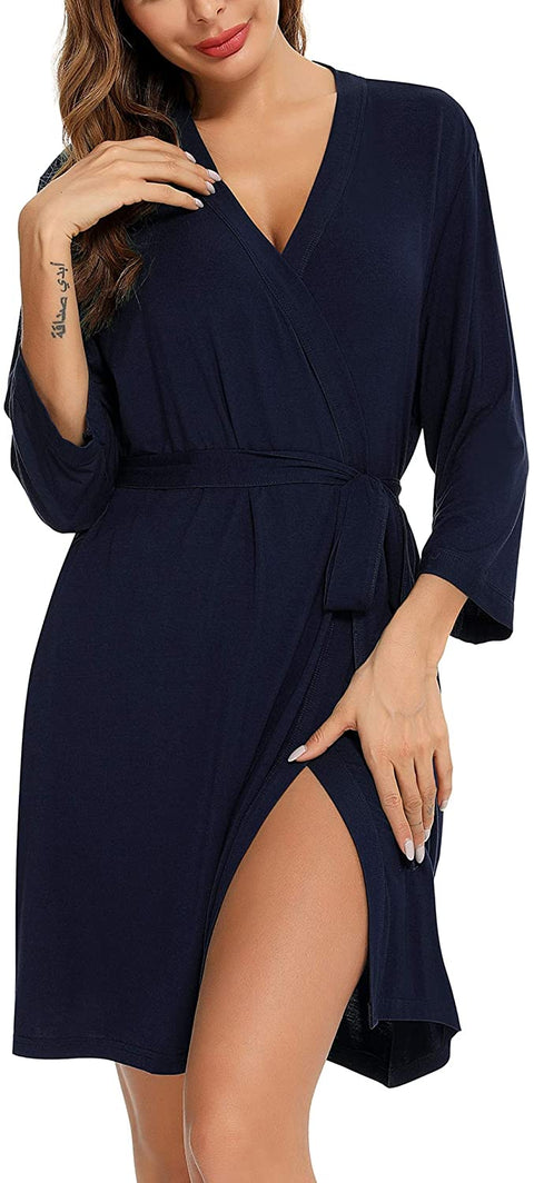 Robe for Women Kimono Robes Soft Bamboo Sleepwear Short Knit Bathrobe Ladies Loungewear S-XXL