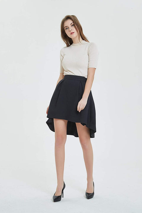 Womens A Line Dovetail Pleated Midi Skirt
