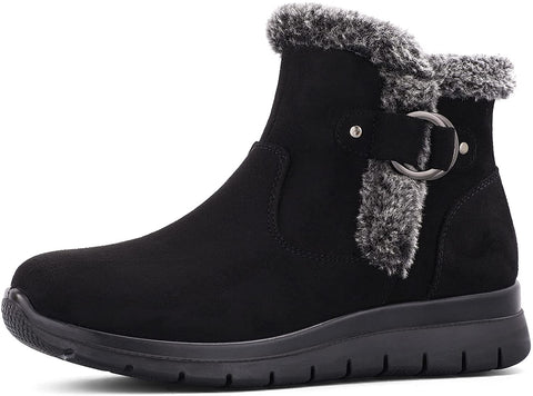 mysoft Women's Winter Snow Boots Side Zipper Warm Ankle Booties Slip on Shoes Indoor Outdoor