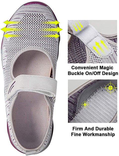 FitVille Slip On Shoes for Women Slipon Walking Shoes Lightweight Breathable Synthetic Fabric Soft Memory Foam Sole for Indoor Outdoor