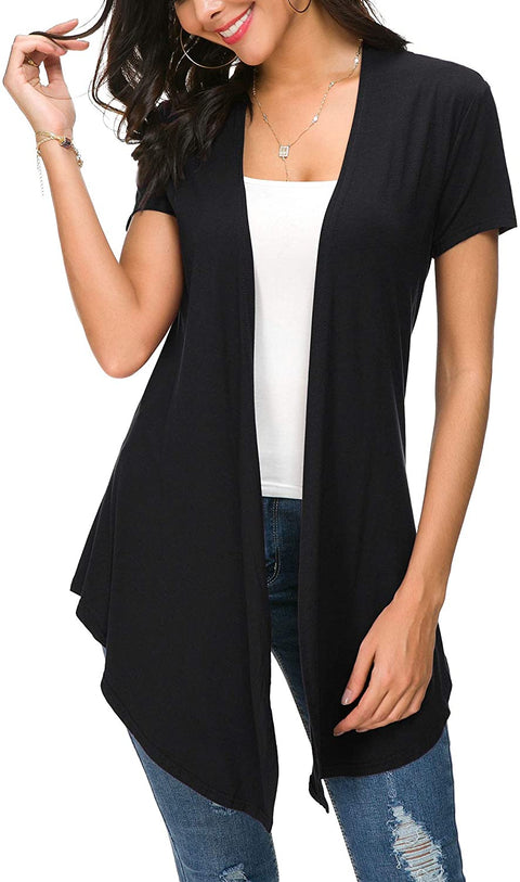 Womens Open Front Short Sleeve Cardigans for Women Lightweight Summer Drape Cardigan Vest