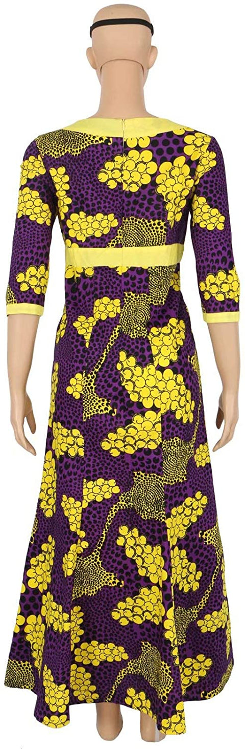African Womens Clothes O-Neck Dashiki Ladies Dresses Half Sleeves North Africa Print Outfits