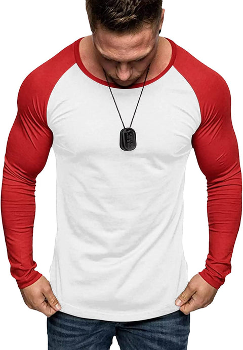 Men's Workout Muscle Tees Long Sleeve Lightweight Hipster Raglan Shirts