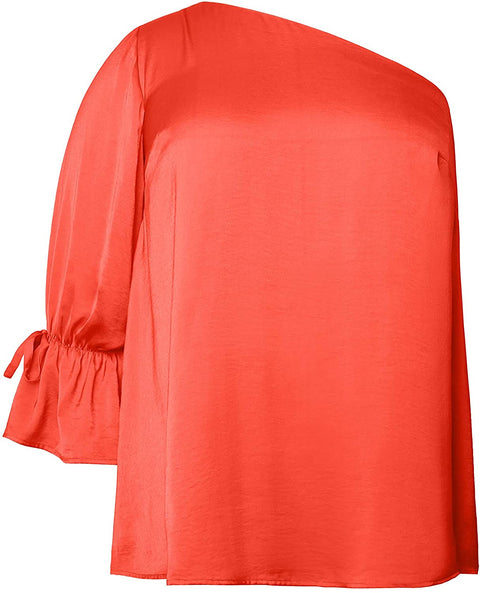 Carrotomato Women's Plus Size Off Shoulder Ruffled Top Stretch Cold Shoulder Swing Shirt Blouse