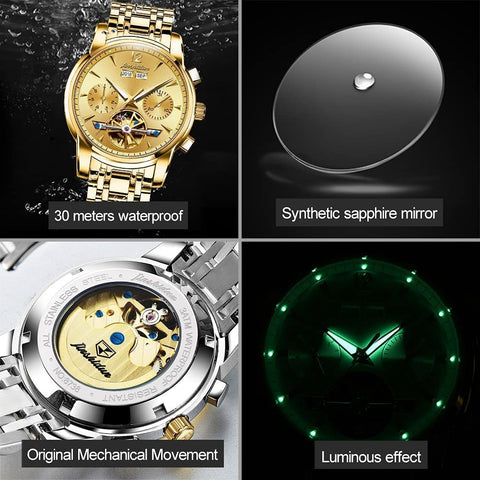 Golden Mens Mechanical Watch Automatic Wrist Watch