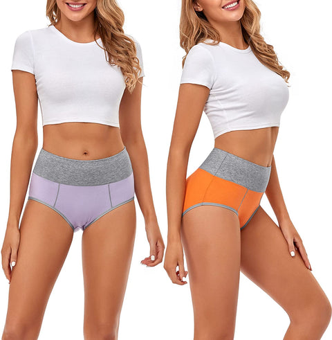 High Waisted Underwear for Women Cotton No Muffin Top Full Coverage Briefs Soft Stretch Ladies Panties 5 Pack