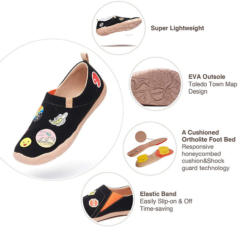 UIN Women's Slip Ons Lightweight DIY Stylish Pattern Stickers Walking Casual Loafers Comfortable Art Travel Shoes