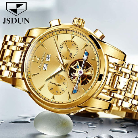 Golden Mens Mechanical Watch Automatic Wrist Watch