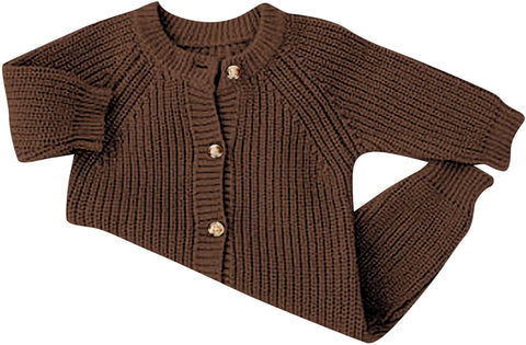 Newborn Baby Toddler Boy's Girl's Casual Button Up Rompers Solid Long Sleeve Warm Comfortable Sweaters Bodysuit
