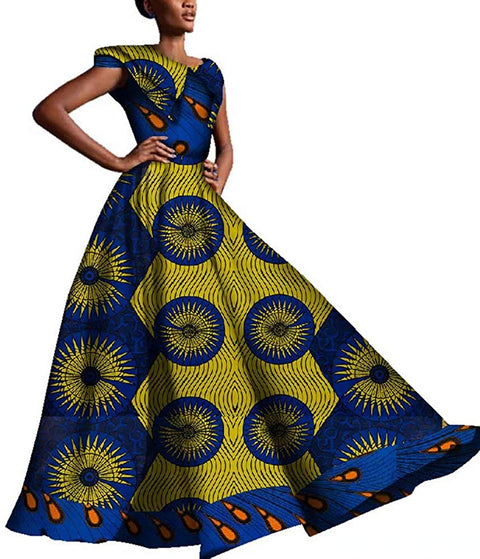 XIAOHUAGUA African Dresses for Women V-Neck Sexy Party Skirts Big Sizes