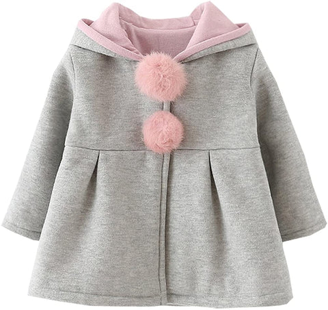 Baby Girls Winter Autumn Cotton Warm Jacket Coat (6M, Gray)