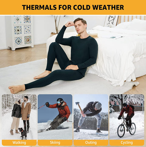 INNERSY Men's Thermal Underwear Set Thin Lightweight Long Johns Base Layer Top & Bottoms