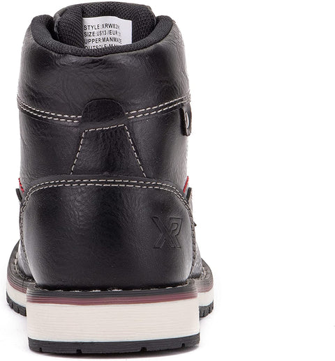 X RAY Footwear Jayden Boy’s Fashion Classic Combat Leather High-Top Moc Boots, Apron toe, Thermoplastic rubber Outsole