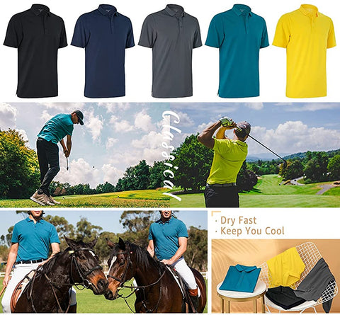 INNERSY Men's Polyester Golf Polo Shirt No Wrinkles No Iron Shirt
