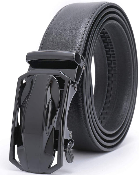 Beltox Men’s Dress Leather Ratchet Slide Belts with Removable Automatic Alloy Buckle 4MM Thick 1 3/8” Wide in Gift Box (Black11, 46"-56" Waist Adjustable) …