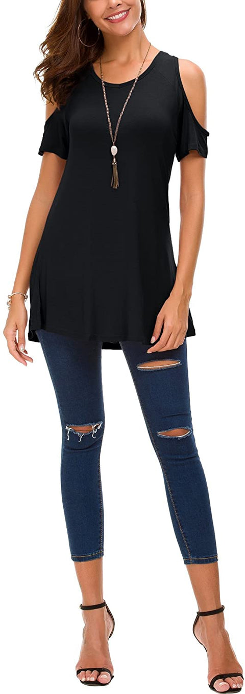 Womens Off Shoulder Short Sleeve Casual T-Shirt Dress