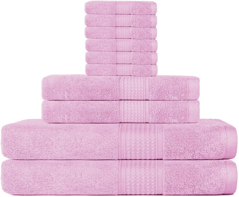 POKARLA Fresh Towel Set, 10 Piece Bathroom Towels Set (2 Bath Towels, 2 Wash Towels, 6 Hand Towels), 100% Cotton, Super Soft, Ultra-Absorbent, Fresh Feel, Easy Care,Shower Towel