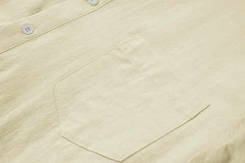 Men's Long Sleeve Henley Shirt Cotton Linen Loose Casual Hippie Tee Lightweight Summer Solid Beach Yoga Tops Beige
