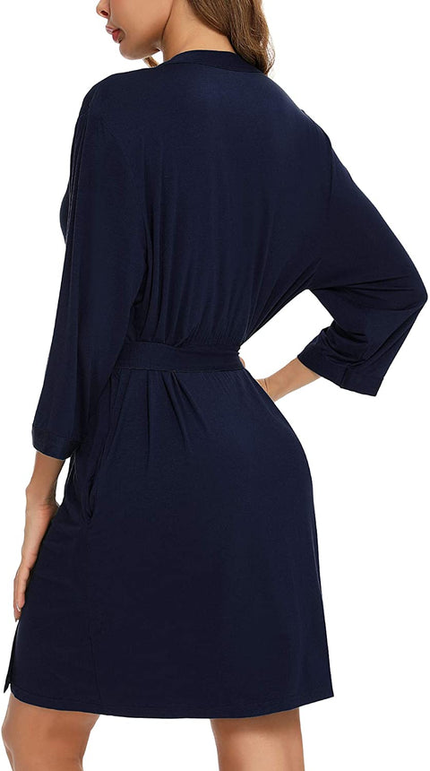 Robe for Women Kimono Robes Soft Bamboo Sleepwear Short Knit Bathrobe Ladies Loungewear S-XXL