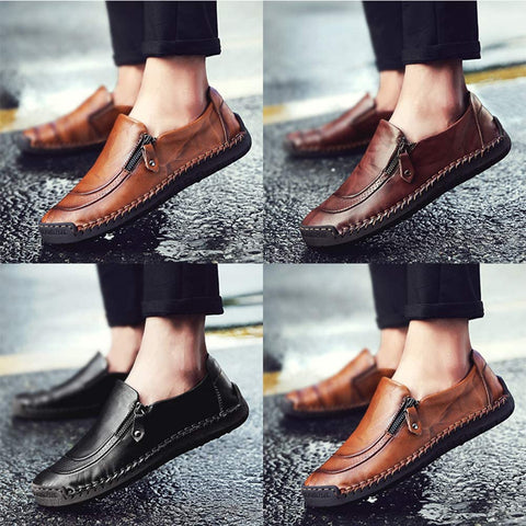 JINGJING Men Loafers Casual Zipper Non-Slip Soft Comfortable Slip On Loafers