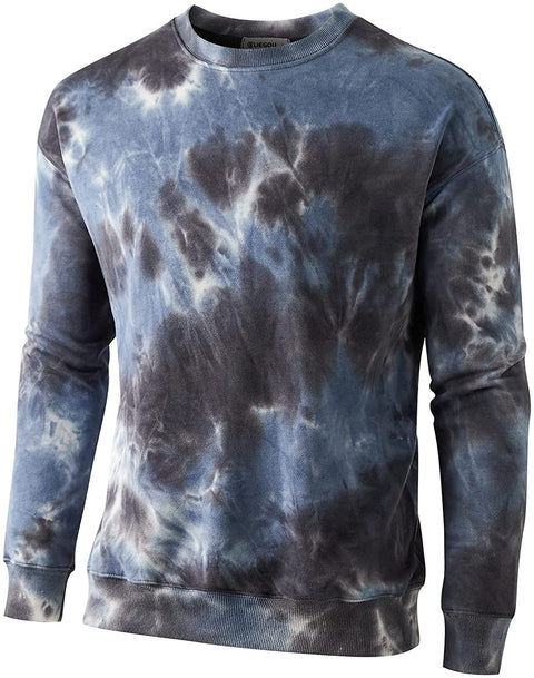 KLIEGOU Men's Fashion Crew Neck Tie Dye Sweatshirt