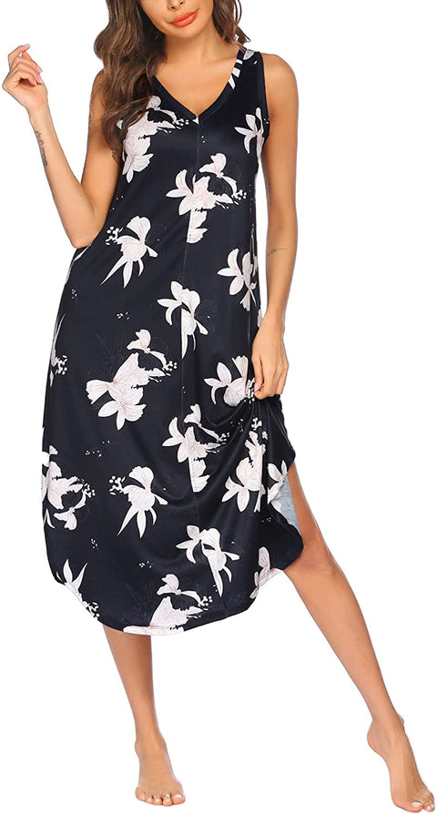 Women's Sleeveless Long Full Slip Night Dress