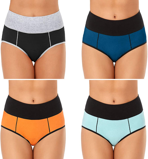 Women's Underwear Cotton, High Waisted Full Coverage Briefs, Soft Stretch No Muffin Top Ladies Panties Regular & Plus Size