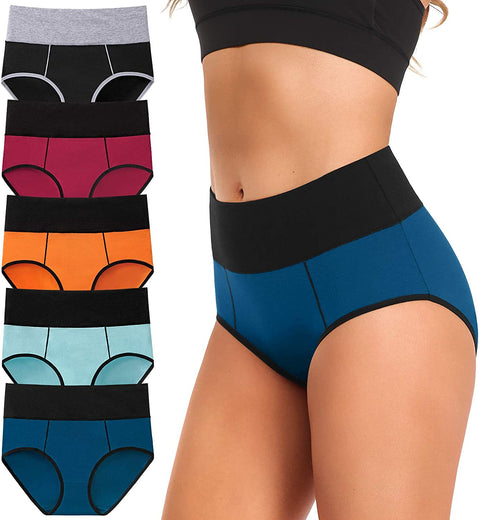 Women's Underwear Cotton, High Waisted Full Coverage Briefs, Soft Stretch No Muffin Top Ladies Panties Regular & Plus Size