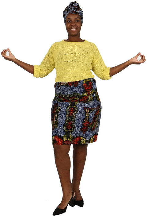 XIAOHUAGUA African Womens Wax Print Skirt Dashiki Plus Size Midi Dresses with Headwrap