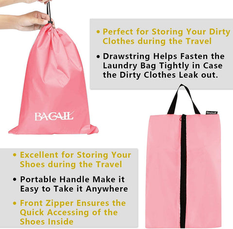 Bagail Set of 14 Pink Packing Cubes for storing your travel items and daily necessities.