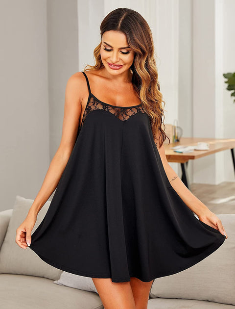 Ekouaer Nightgown Women High Neck Sleepwear Long Sleeve Nightshirt Full Length Nightdress with Pocket S-3XL